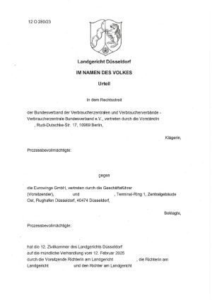 Urteil des Landgericht Düsseldorf vom 12.03.2025; Az. 12 O 280/23 - nicht rechtskräftig